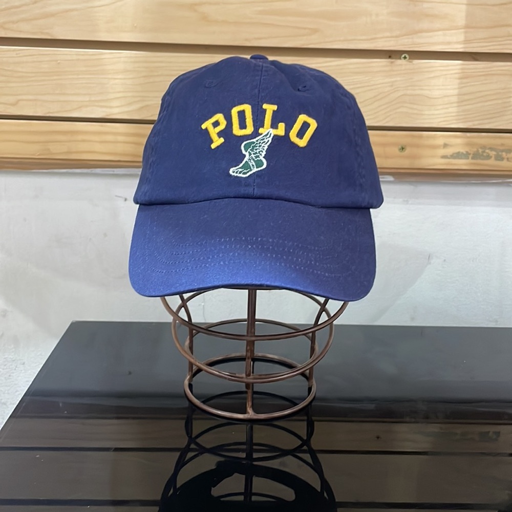 Polo Ralph Lauren Logo Chino Ball Cap with Leather Buckle Strap Newport Navy